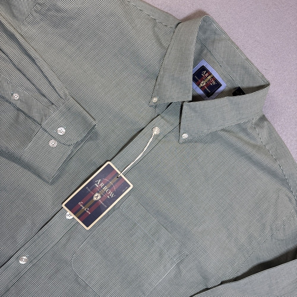 New Long Sleeve Button Men's Size XL Green Check Pattern Arrow NWT